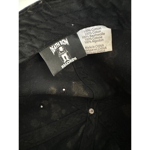 Death Row Records Acid Wash Bleach Spot Baseball Cap Black Cotton Adjustable - Picture 5 of 6